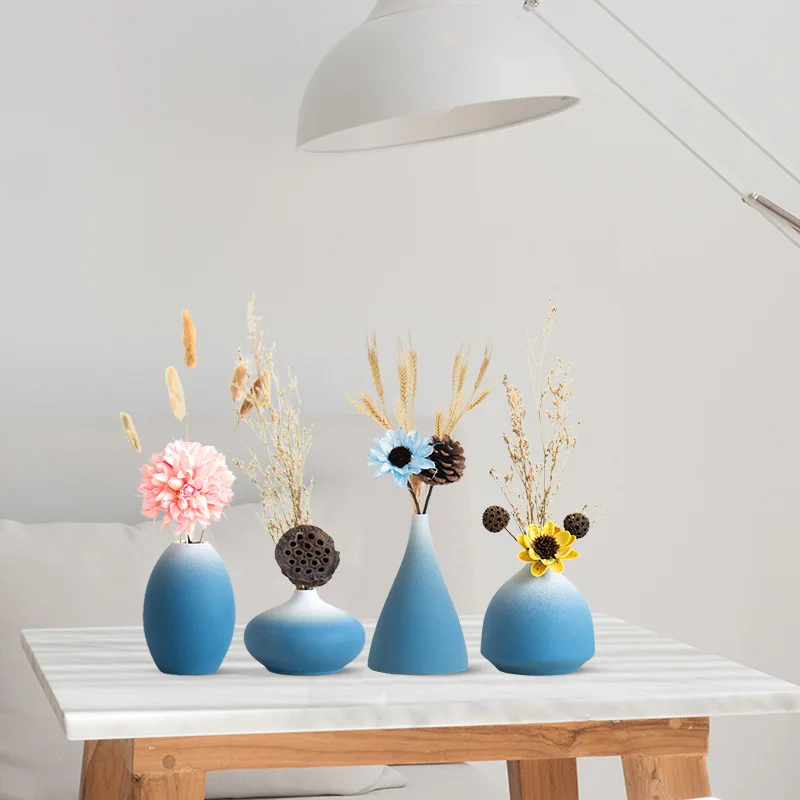 Современная сине белая керамическая ваза с градиентом Ins необычная Цветочная