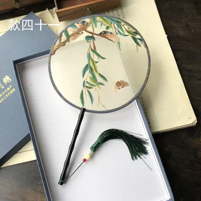 100% шелк тутового шелкопряда ручной работы вышивка Сучжоу Круглый веер