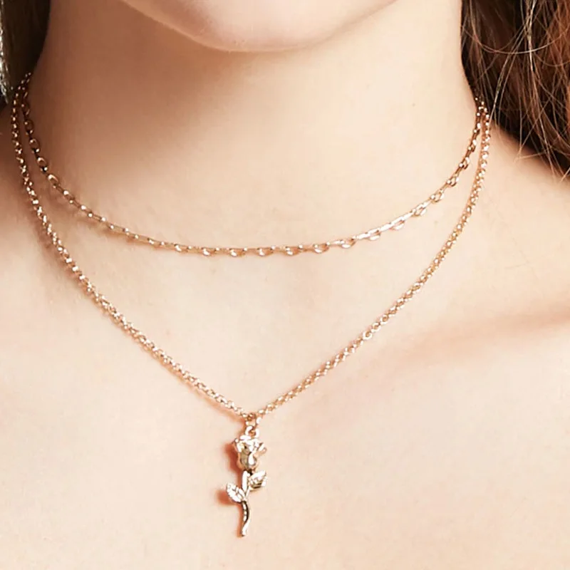 Импортные товары новое Золотое металлическое ожерелье на ключицу Женская