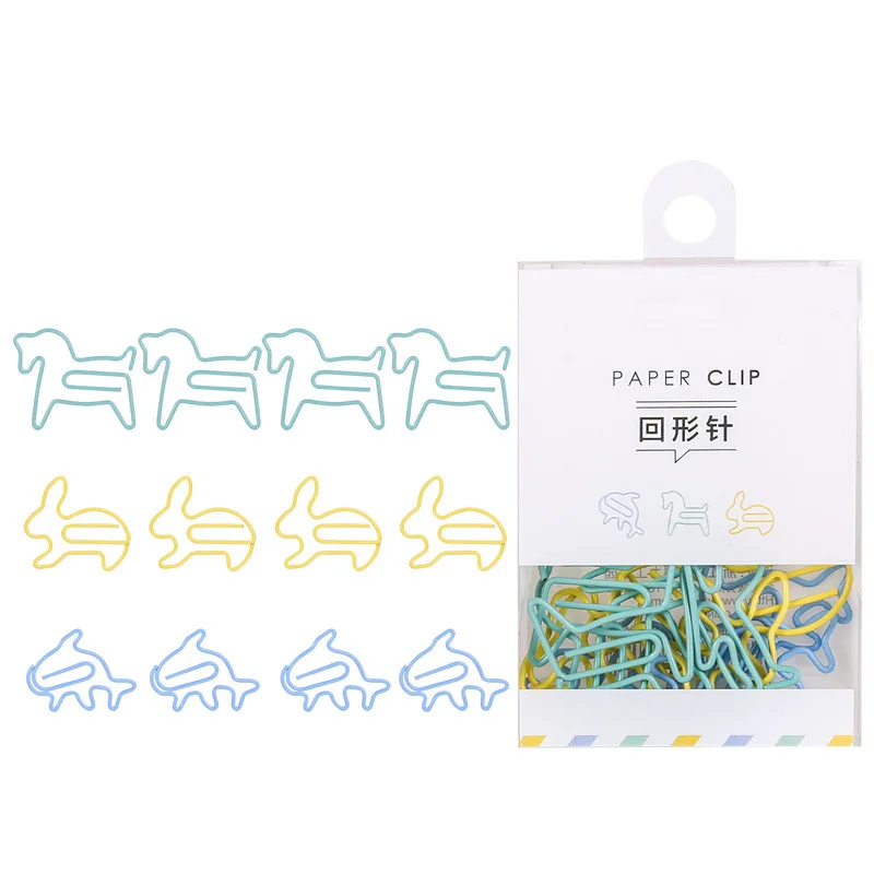 

12pcs/set Metal Cute Rabbit Horse Fish Paper Clip Hollow Out Metal Binder Clips Decorative Bookmark Marker of Pages