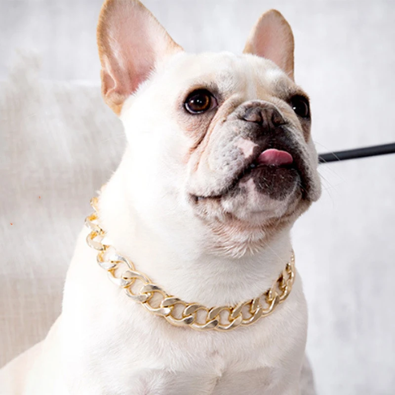 Pet Dog Cat Gold Necklace Collar Gold P Chain Dress Up Decoration Gift For Dogs Fighting Dog Accessories Jewelry Photo props