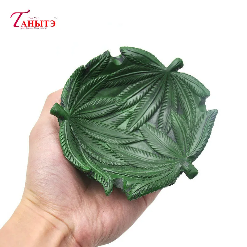 

Green Leaf Pattern Resin Ashtray Fireproof Dark Ashtray Home Office Creative Personalized Crafts Smoking Accessories Men Gifts