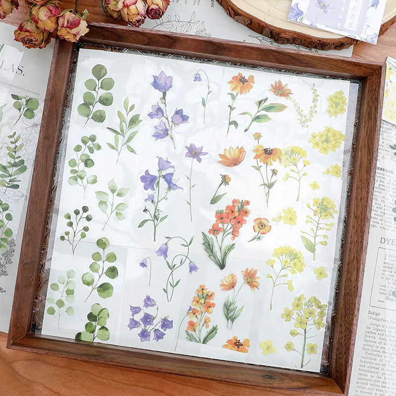 

PET Masking Tape Flower Floral Adhesive Sticker for Scrapbooking Journal Diary Book Album Letter Envelope Gift Card