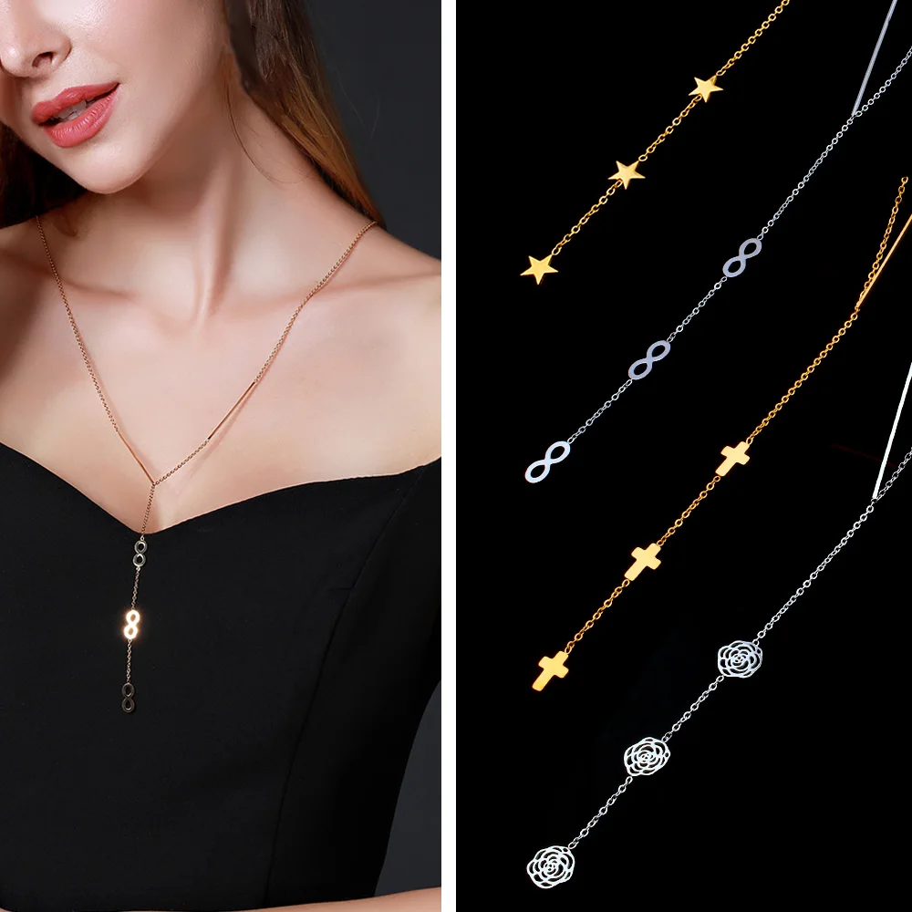 Collar de cadena с длинными рукавами para mujer suéter де inoxidable крузадо Joyas oro Colgante Joyas|Цепочки| |