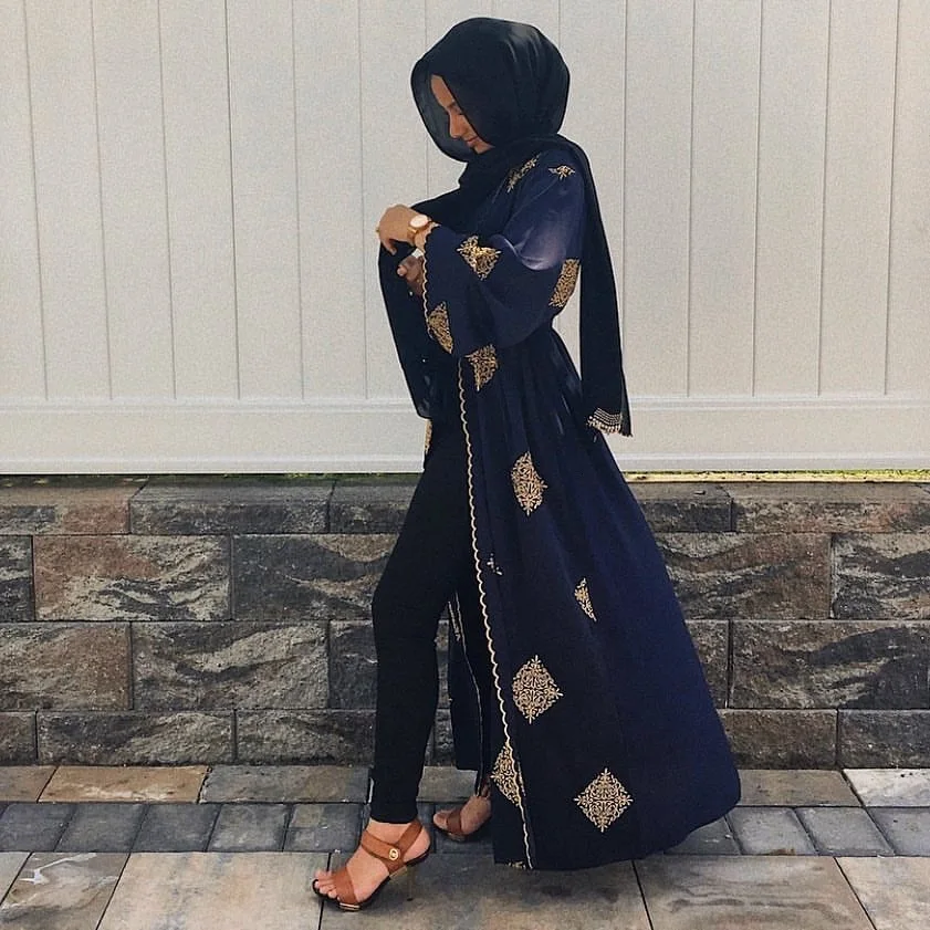 Элегантное мусульманское платье с вышивкой Abaya Vestidos вечерние кимоно кардиган