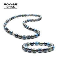 new power ionics classic health tourmaline mixed beads stretch natural bracelet necklace wristband balance energy gift for lover