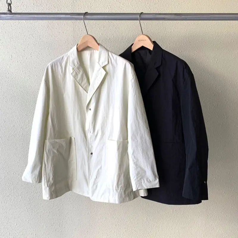 

2020 Spring And Autumn New Youth Popular Solid Color Single-breasted Loose Suit Fashion Casual Wild Thin Shirt Black / White