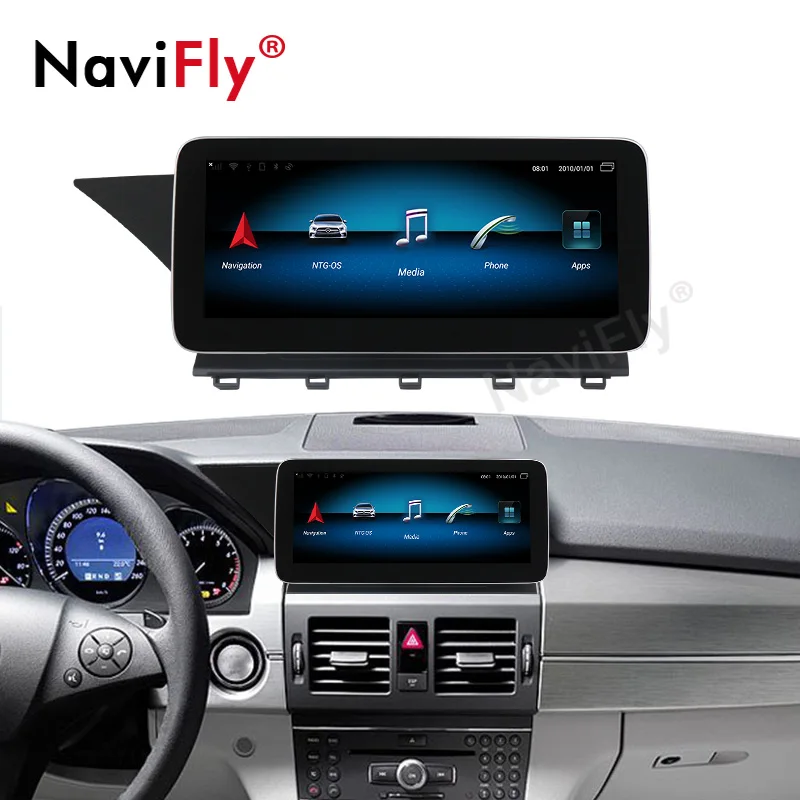 Navifly Android10 4G RAM 64G ROM автомобильный аудио gps навигатор для Mercedes Benz GLK Class X204 2008 2015 с SIM