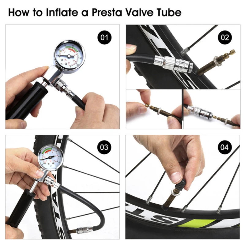 Портативный мини велосипедный насос шланг 210PSI Горная дорога велосипед шин с