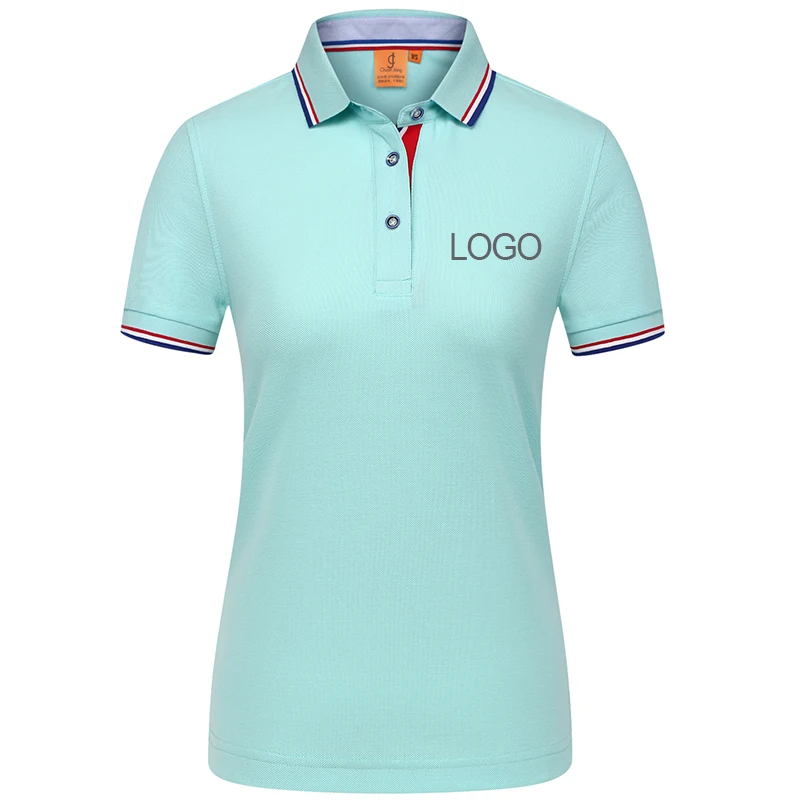 

Women's custom logo embroidery polo shirt, printing polo Shirt Uniform Workwear custom
