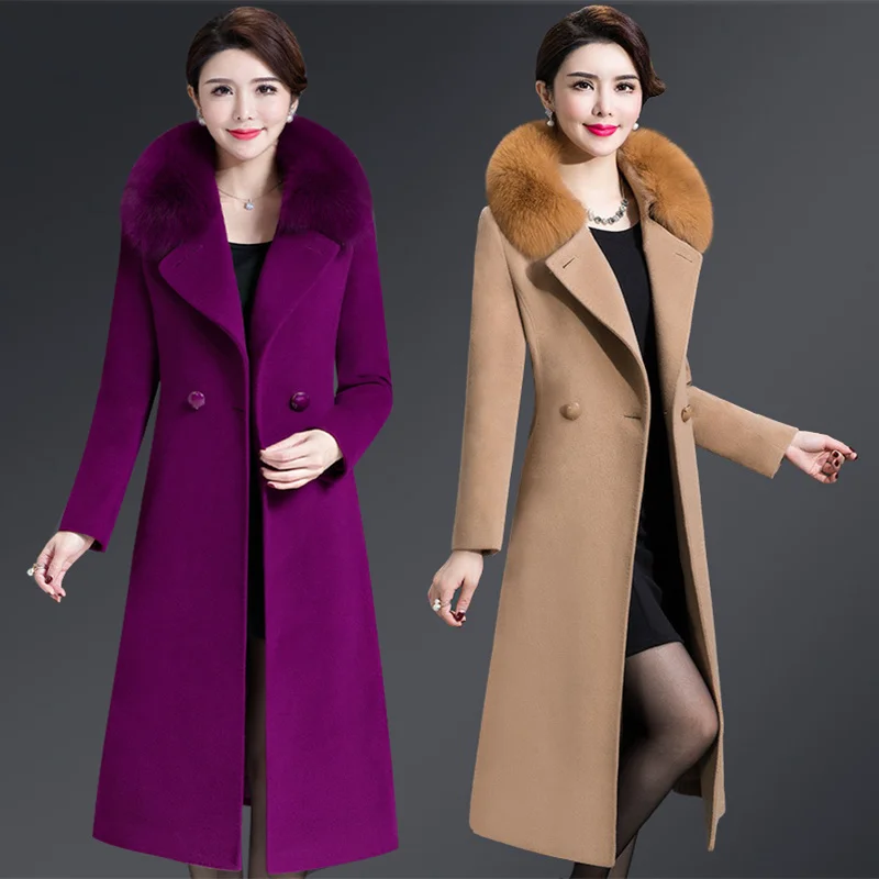 Женское двустороннее кашемировое пальто шерстяное среднего возраста с
