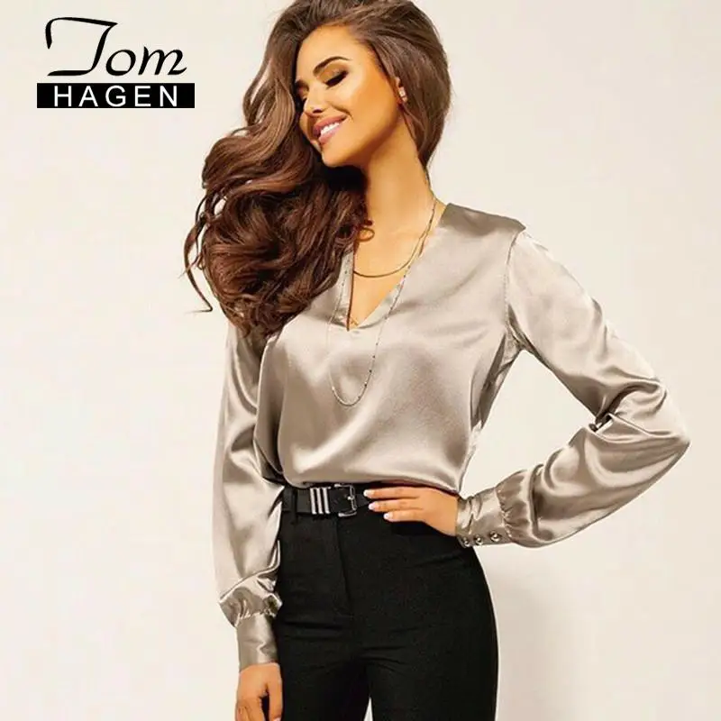 Женская рубашка с длинным рукавом зима 2020 корейский топ блузка V образным вырезом