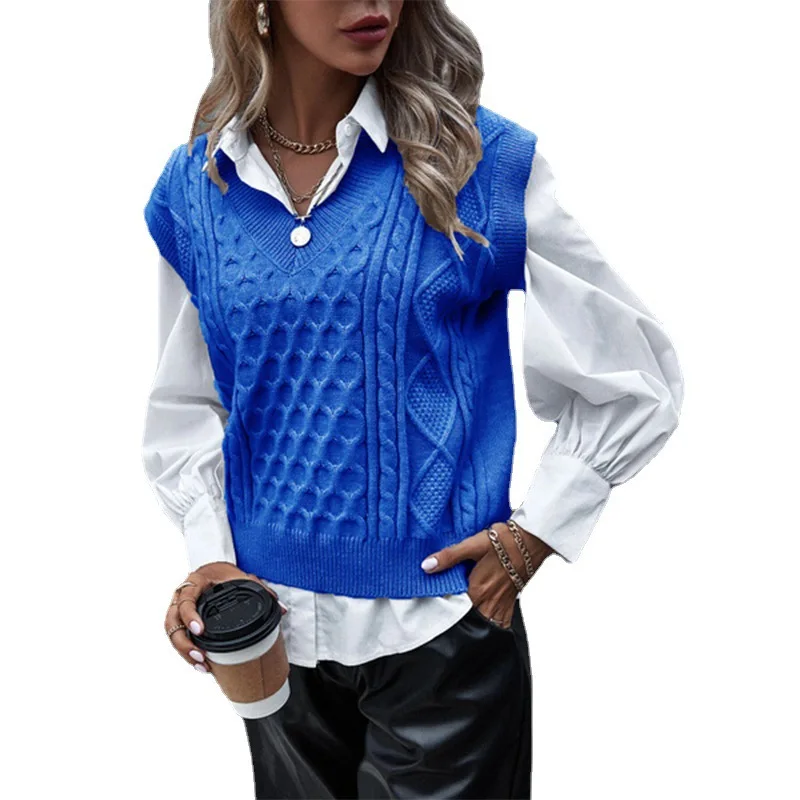

Women's Sweaters Vest Autumn Knitted Jumpers Vintage Knitwear Casual Female Sleeveless Loose Sweater Korean Tops 2021 Sweaters