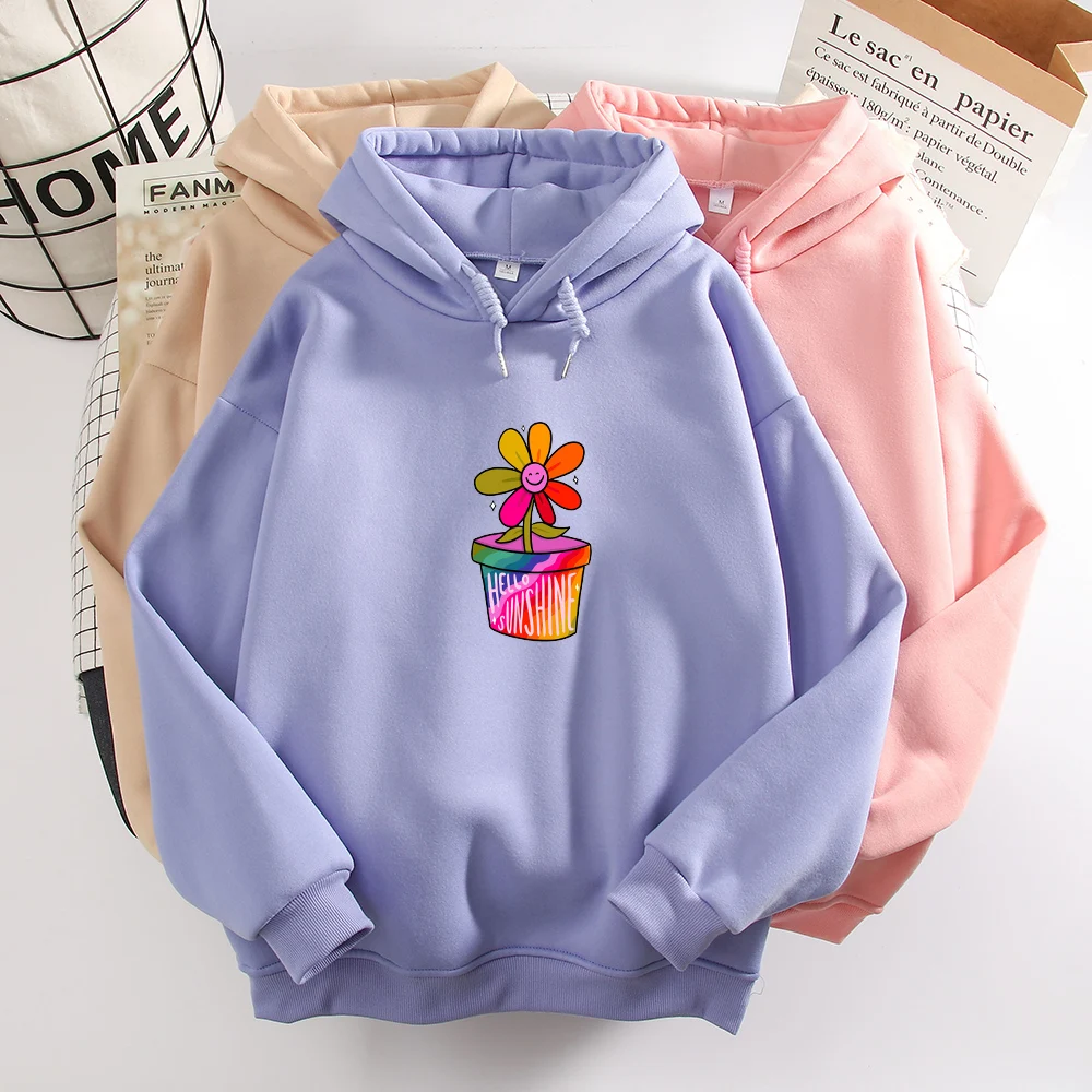 Colorful Sunflower Oversize Long Hoodie Women Spring Autumn Sweetshirt for Girls Cute Funny Sweetshirt for Girls Kawaii Clothing