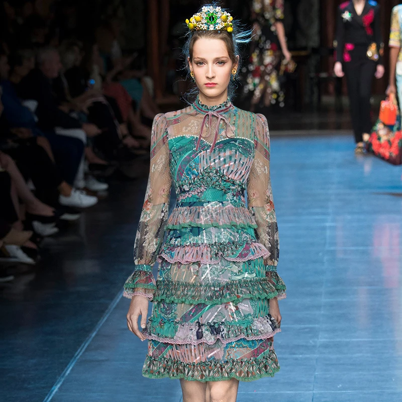 Роскошное дизайнерское кружевное платье высокого качества для подиума лето