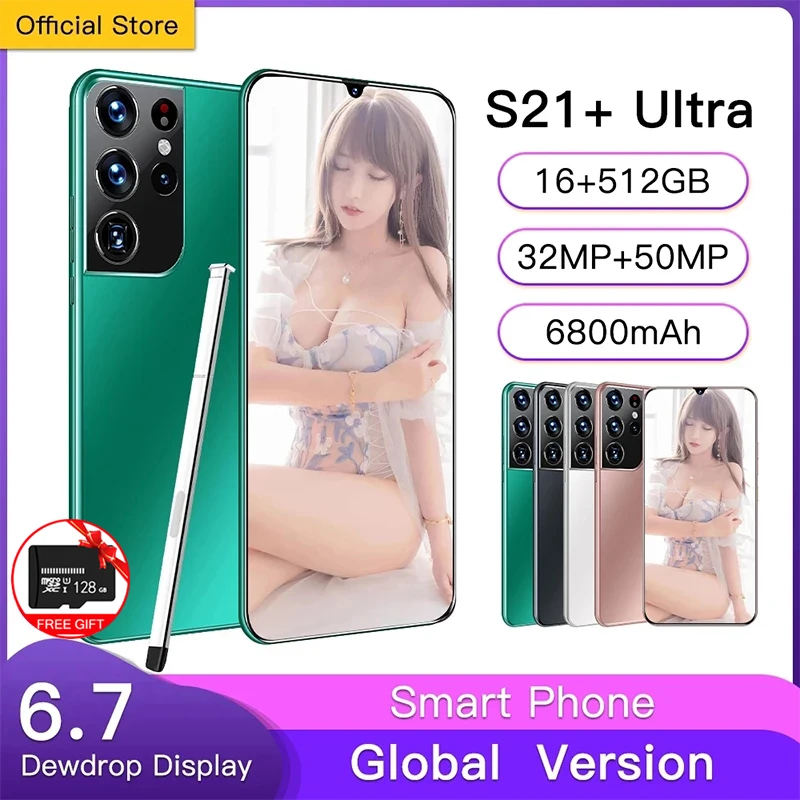 

Galxy S21 Ultra 6.7Inch Smartphone 12GB+512GB 6800mAh Full Screen Android Celular Deca Core LTE 5G Network Cellphone Google Play