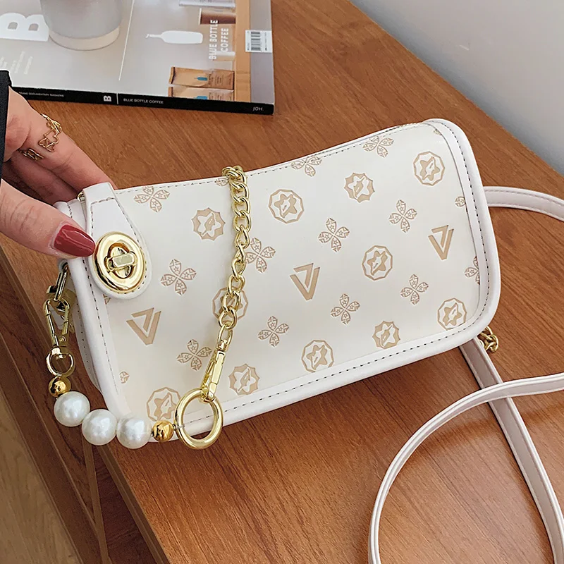 

Small Chain Shoulder Bags for Women Cute Printing Crossbody Bag Pure Color Designer Ladies Handbags Popular Simple Messenger Bag