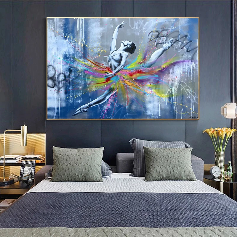 

Abstract Ballet Dancer Graffiti Canvas Painting Modern Ballerina Posters Prints Wall Pictures for Living Room Home Wall Cuadros