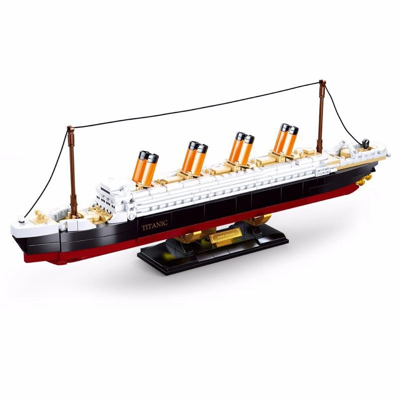 SLUBAN Titanic Boat Ship City Building Blocks Set Titan Adventurer Bricks Construction MOC Toy Classic Movie Model For Kids GIft