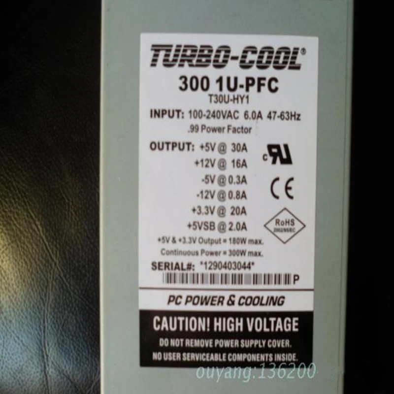 New Original PSU For EDGE 1U -5V 300W Power Supply TURBO-COOL 300 1U-PFC T30U-HY1 |