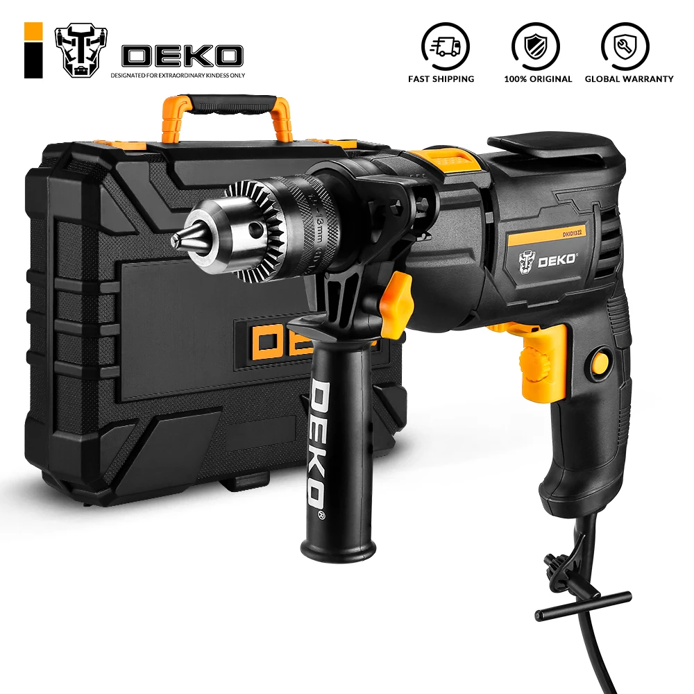 

DEKO New DKIDZ Series 220V Impact Drill 2 Functions Electric Rotary Hammer Drill Screwdriver Power Tools Electric Tools