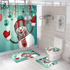 Рождественская занавеска для душа из полиэстера Happy Snowman, 134 шт., занавеска для ванной комнаты, праздничный современный декор для туалета, Набор ковриков для ванной, аксессуары