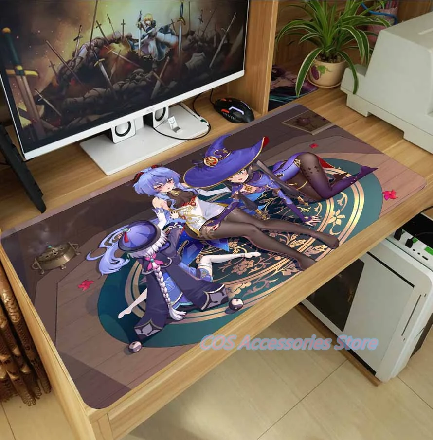 anime genshin impact lumine amber mouse pad mice mat large thicken pc laptop keyboard table pad gaming play mat otaku xmas gifts free global shipping