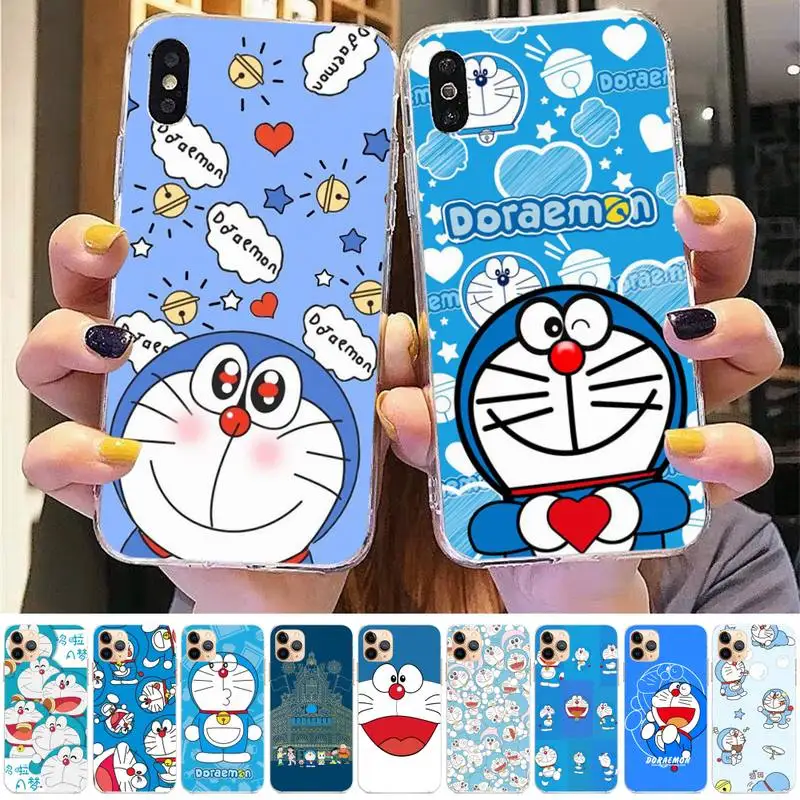 

Blue Light Doraemon Phone Case for iphone 13 8 7 6 6S Plus X 5S SE 2020 XR 11 12 pro XS MAX