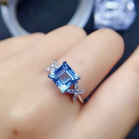 8mm square vvs grade topaz ring for party 100 natural topaz silver ring solid 925 silver topaz jewelry gift for girl