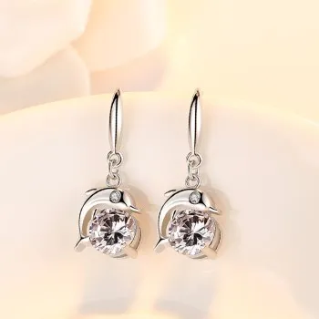 

New Tremella Nail Women's Korean Version of Fashion Temperament Earrings Cute Dolphin Earrings Hypoallergenic JED295