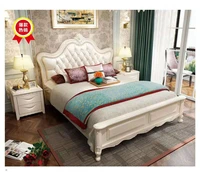 modern european solid wood bed 2 people fashion carved leather french bedroom furniture qt008