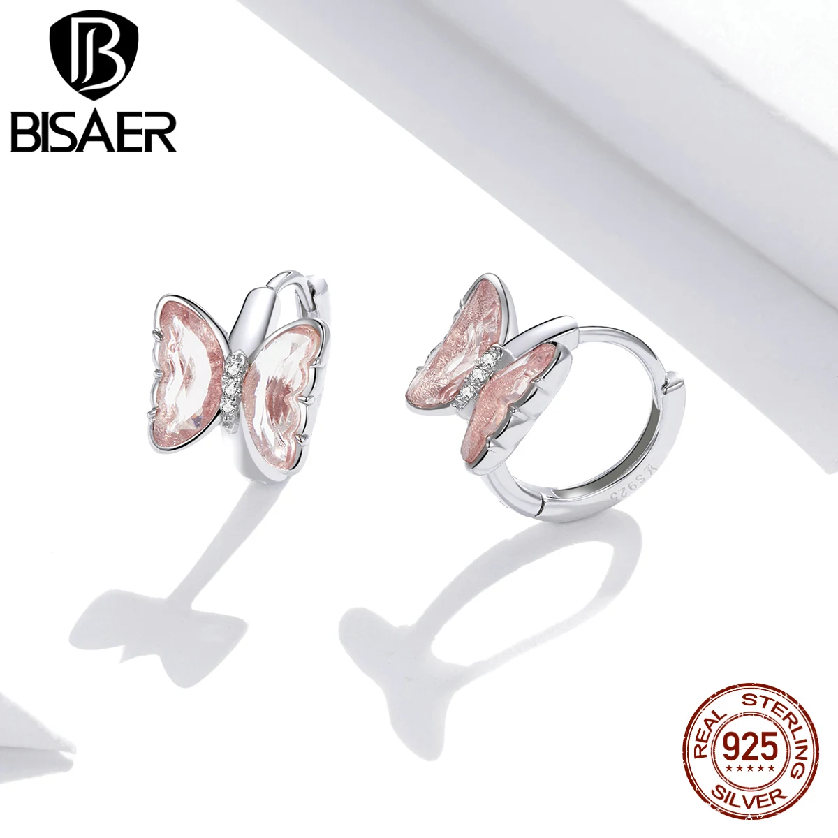 

Bisaer Bs Real 925 Sterling Silver Elgant Butterfly Ear Buckle Ear Clips For Women And Girls Fine Jewelry Bijoux Gift HSE1105