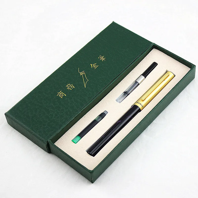 Роскошная металлическая перьевая ручка F поворотные чернила Подарочная коробка