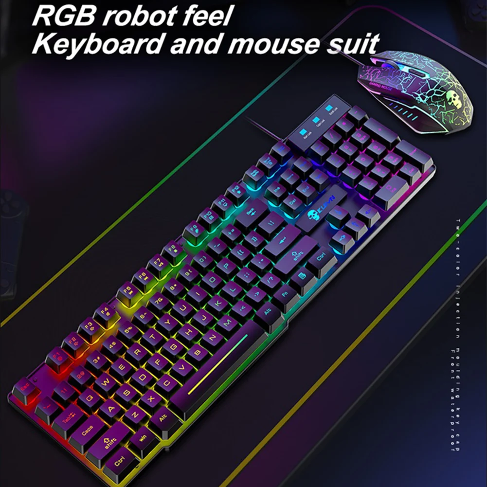 Игровая клавиатура с RGB-подсветкой набор для Проводная игровая мышь USB геймерская