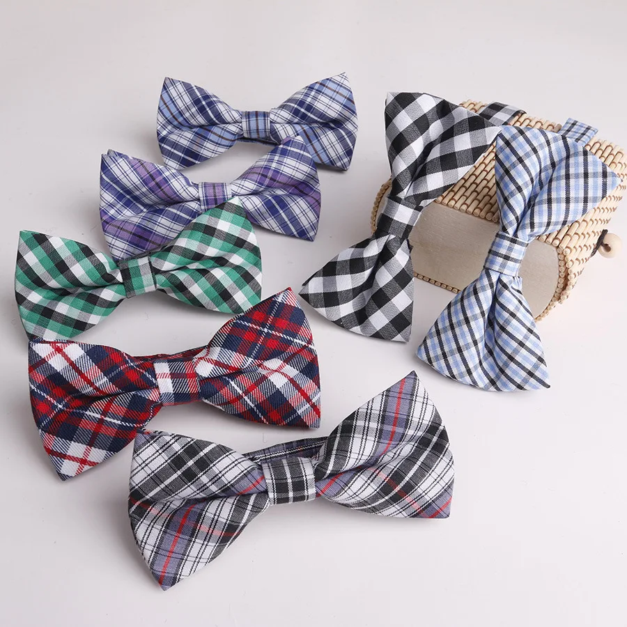 

Sitonjwly Cotton Plaid Children's Bow Tie for Baby Performance Wedding Party Necktie Kid Suit Tuxedo Pet Bow Tie Custom LOGO