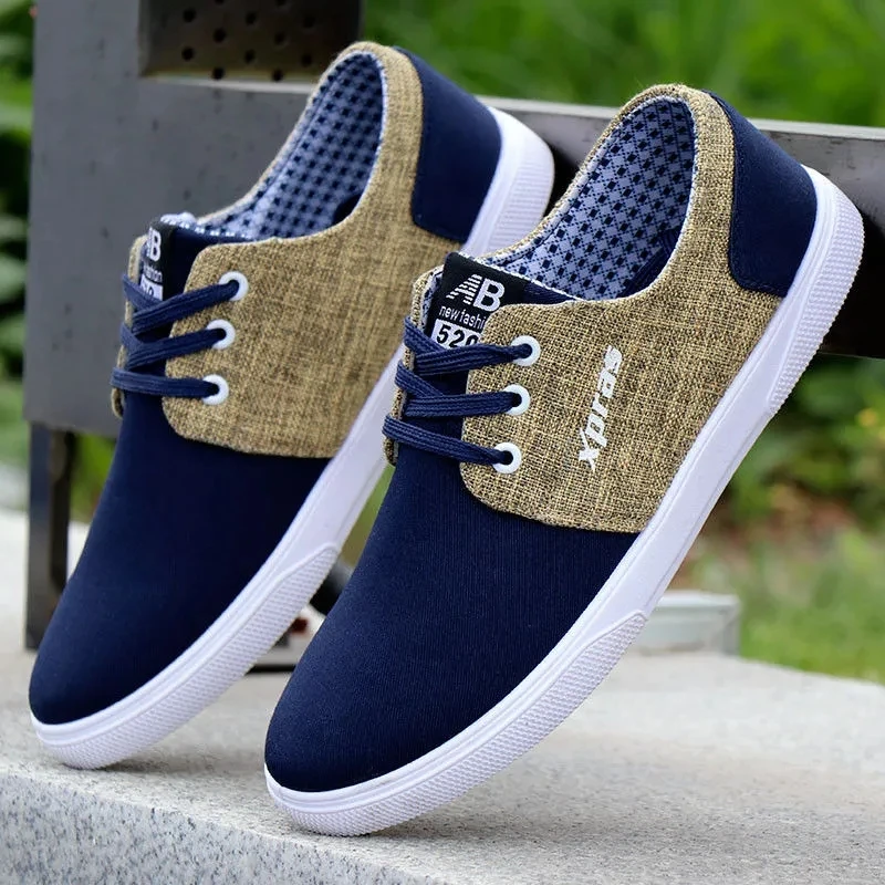 

Fall Casual Canvas Shoes Men's New Light Lace Up Men Blue Sneakers Non-slip Breathable Vulcanized Shoes Large Size 45 46 47 48
