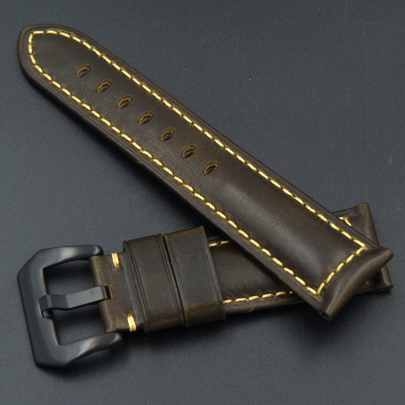 

20 22 24 26mm Watch accessories watchbands high quality Bracelet brown vintage oil wax leather watch band Handmade Watch belt