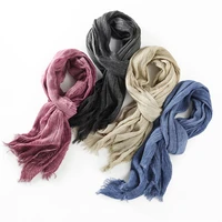 warm autumn and winter cotton scarf men wrinkle design women scarves solid color black blue khaqi grey wine