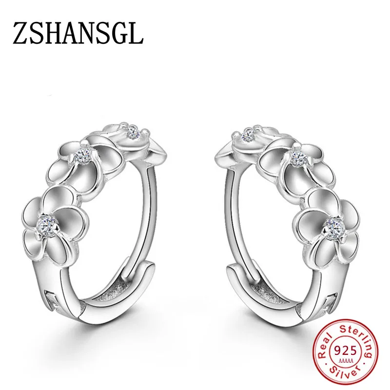 Аутентичные 925 стерлингового серебра Цвет цветок Форма серьги со шпилькой для