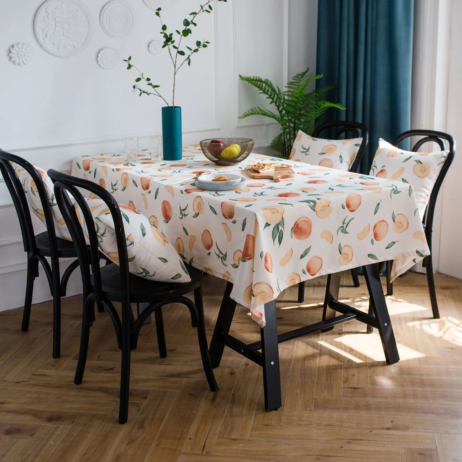 Waterproof Tablecloth Rectangular Fruit Yellow Peach Table Cloth Home Furniture Cover Pillowcase Set Holiday Decor | Дом и сад