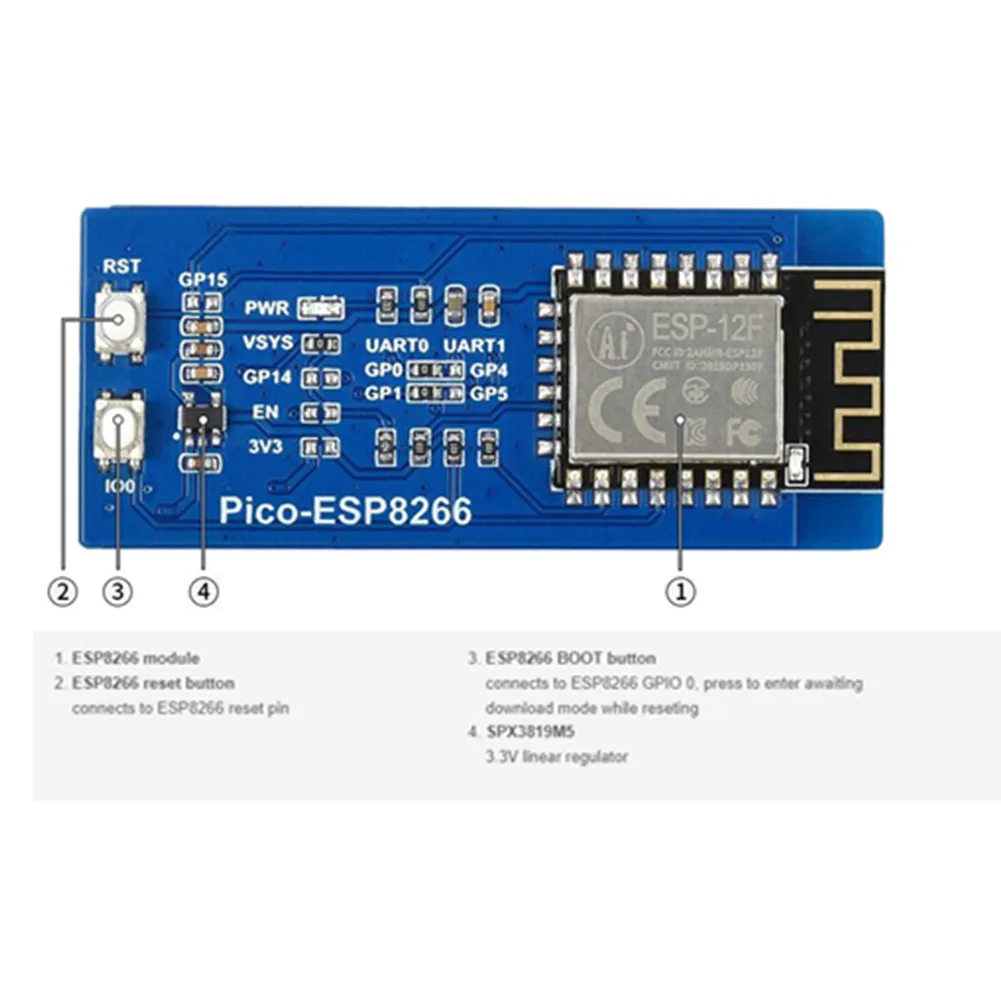Коммуникационная плата интерфейса UART 2400 ~ 2483 5 МГц ESP8266 Плата расширения модуля Wi-Fi