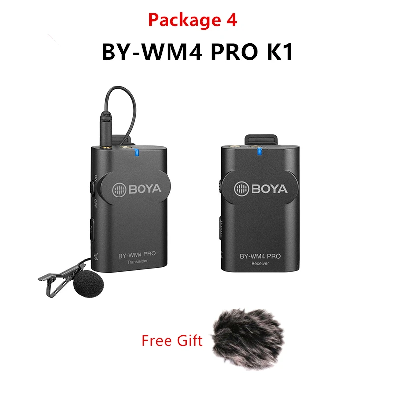 Package 4 BOYA BY-WM4 Mark II/Pro беспроводной микрофон системы петличный нагрудный микрофон для Canon Nikon sony DSLR видеокамеры рекордер для iPhone 6 - Цвет: Package 4