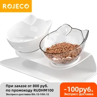 rojeco non slip double cat bowl raised wet cat food bowl feeder for cats pet water bowls and drinkers dog drinking bowl supplies