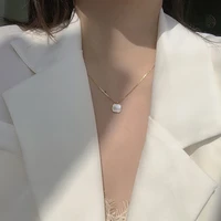trendy fashion jewelry white mother shell high sense versatile copper heart chain necklace holiday gift for women and girls