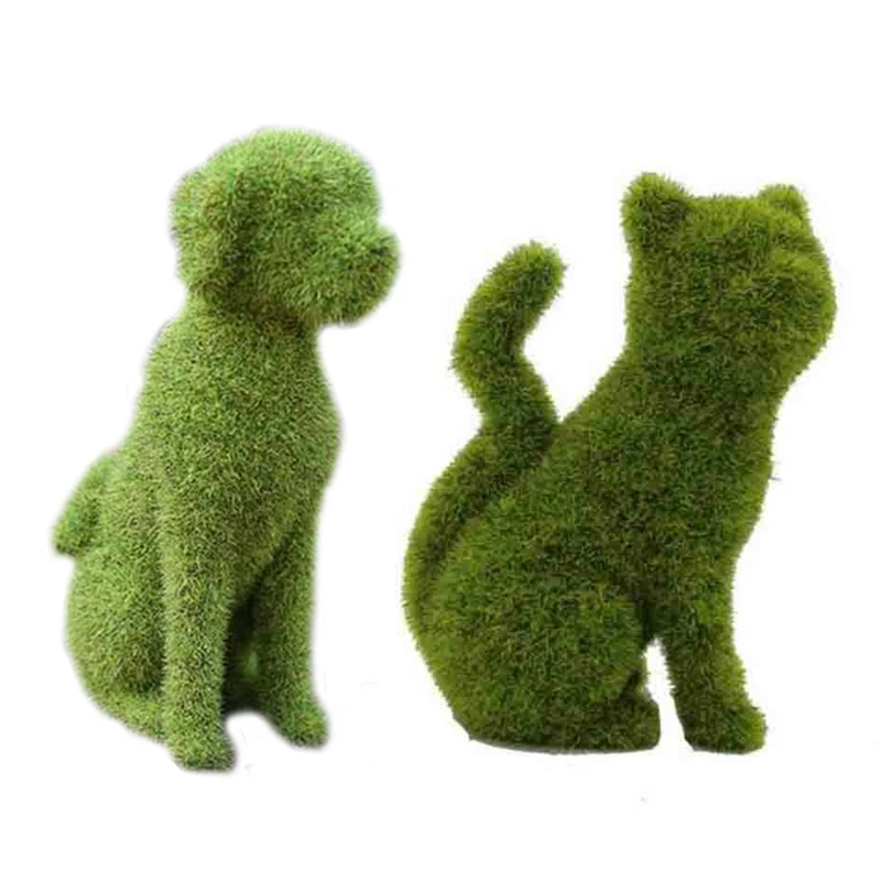 

Simulation Grass Green Flocking Cat/Puppy Artificial Animal Figurines Ornaments