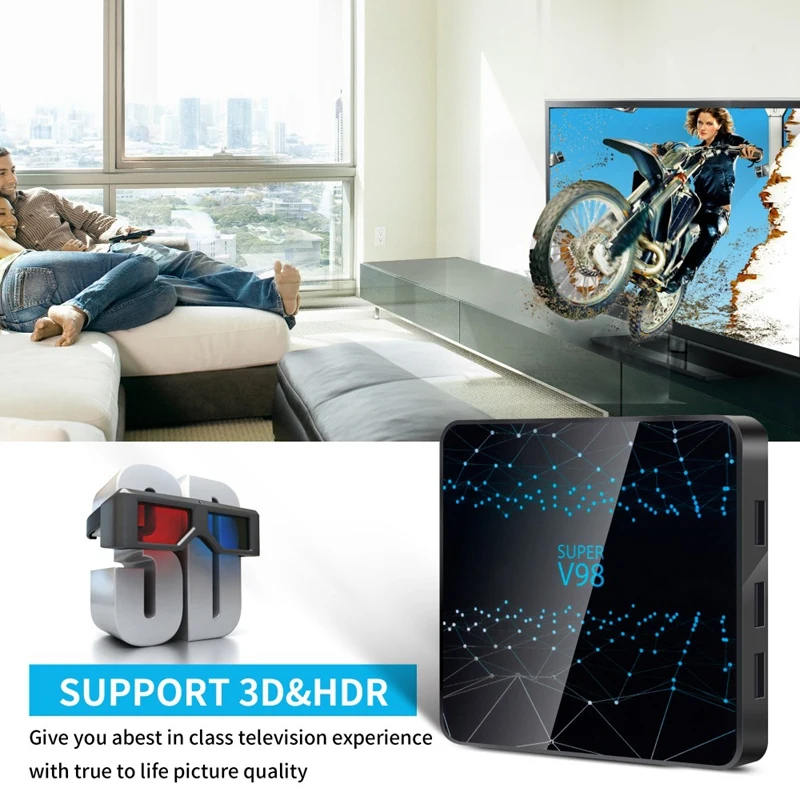 Топ для Smart TV Box V98 RK3318 Ram 4 Гб Rom 32 ГБ Android 9 0 интернет медиаплеер 2 4G WIFI Bluetooth Поддержка