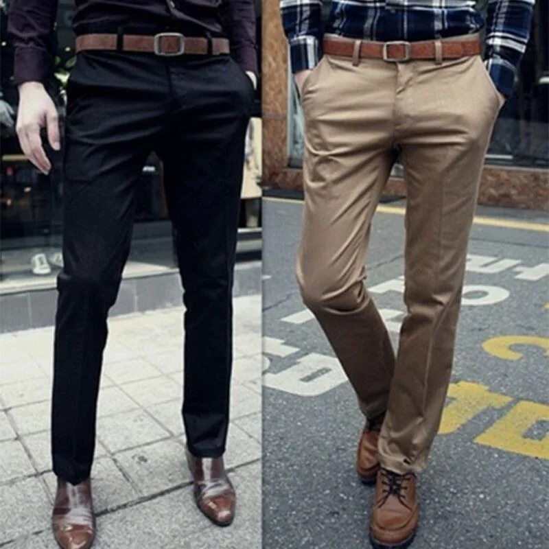 

Men Formal Business Dress Pants Slim Straight Leg Casual Office Trousers Suit .