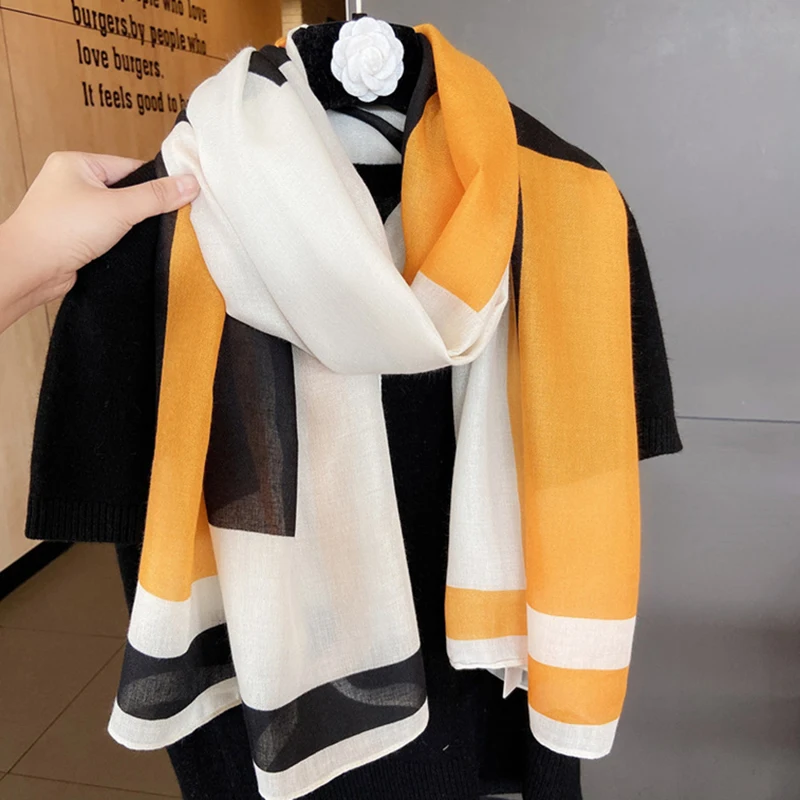 

2021 Brand Autumn winter women beach quality shawl cotton scarf lady fashion scarves bandana pashmina wrap hijab muffler