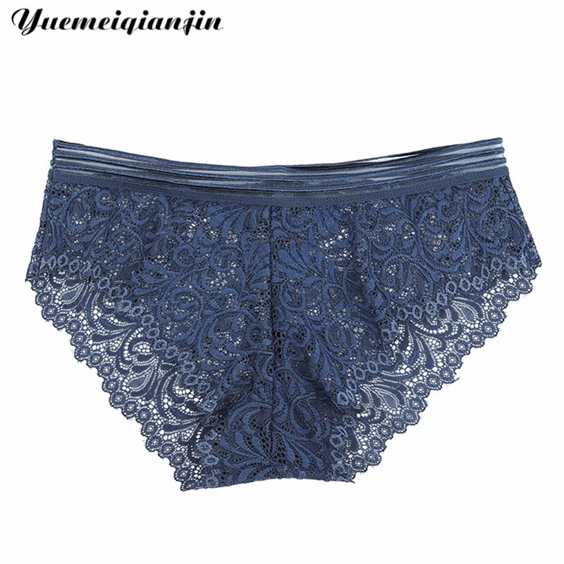 Женское нижнее белье женские сексуальные кружевные перспективные трусики удобные женские бесшовные, средняя посадка Сексуальные трусы-брифы Цветочные трусики - Цвет: Blue