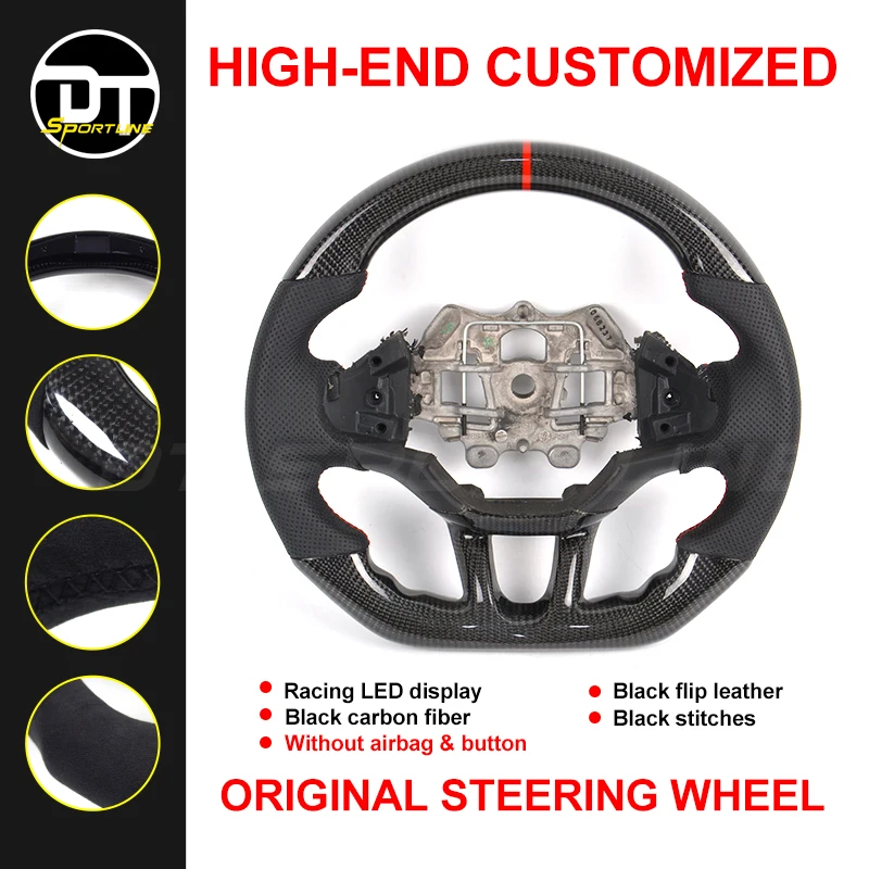 

Real Carbon fiber Steering Wheel for peugeot 508 408 308 Anti-Slip Carbon Fiber Top Leather Sport Style accessory for Peugeot